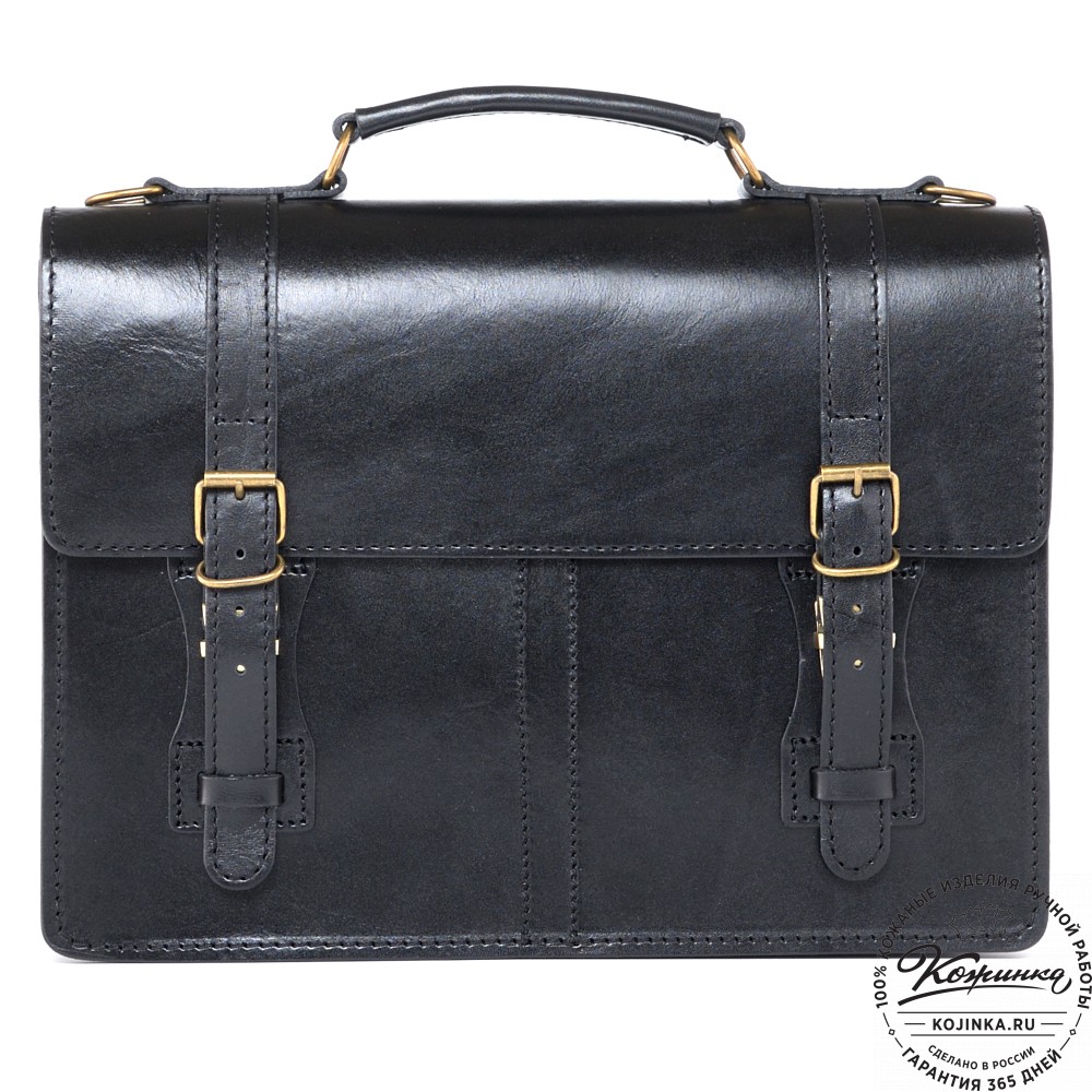 Деловой кожаный портфель "Увертюра" (чёрный)